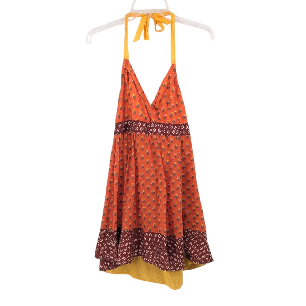 Anthropology Edmé and Esyllte Tamiami Halter Cotton Silk Boho Babydoll Dress 6